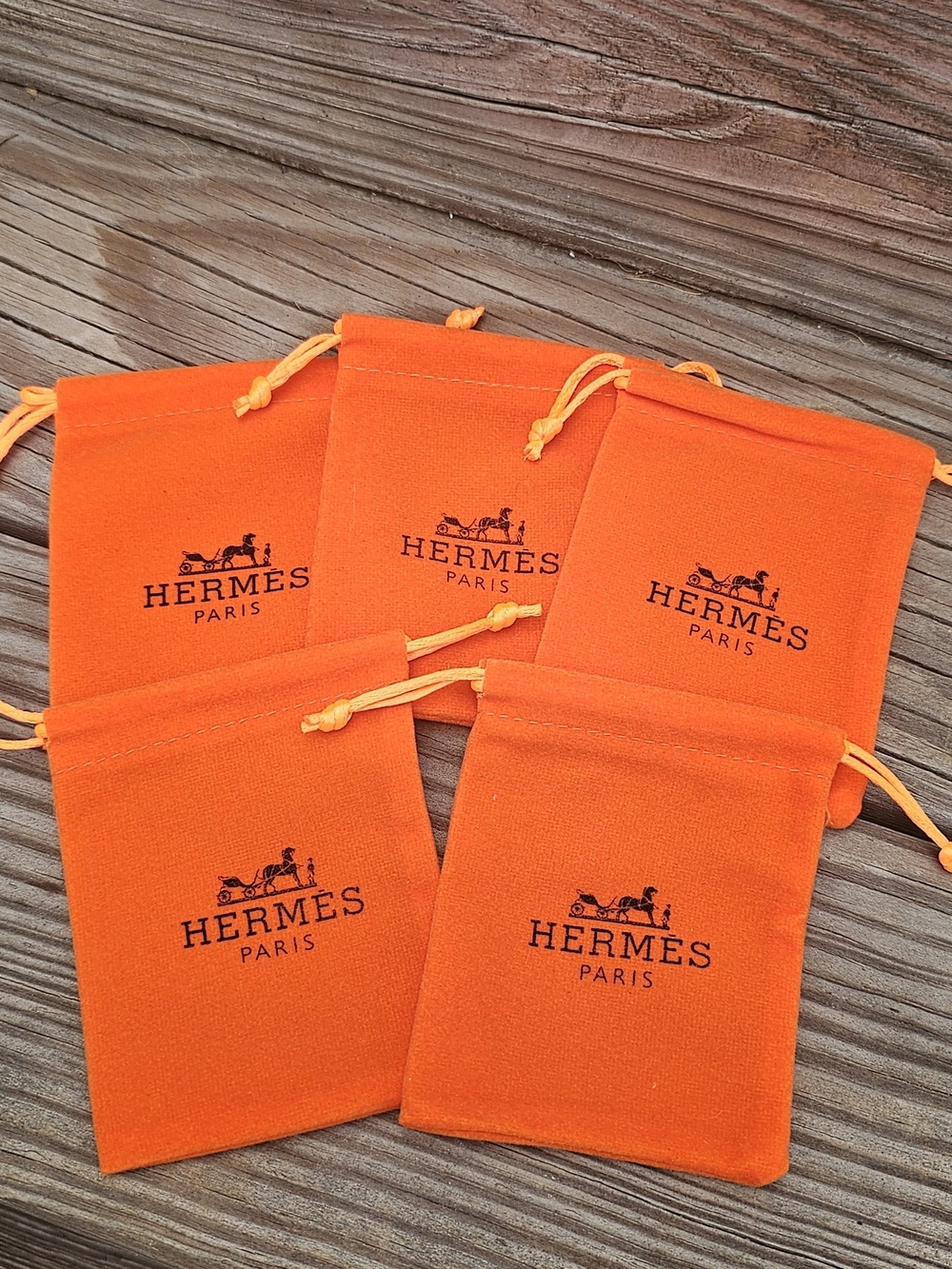 Hermès Orange Drawstring Pouch Set - Picture 1 of 1